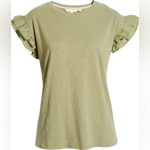 Boden Woven Frill Sleeve T-shirt